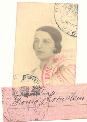 Bronia Horn Hornstein - Polish Passport Photo - 1936